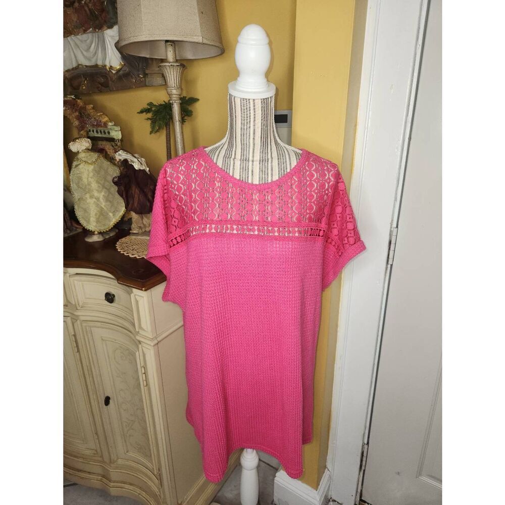 Dokotoo pink waffle knit women's top size 2XL